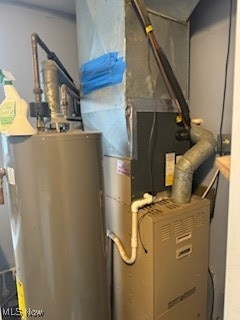 utility room with gas water heater