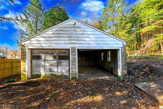 view of garage