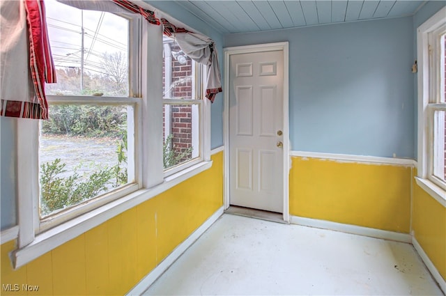 view of unfurnished sunroom