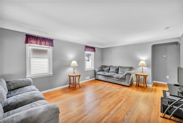 living room featuring hardwood / wood-style flooring