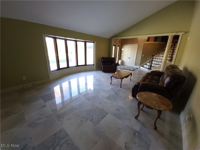 7596 W 130th St, Middleburg Heights, OH 44130 - living room featuring vaulted ceiling