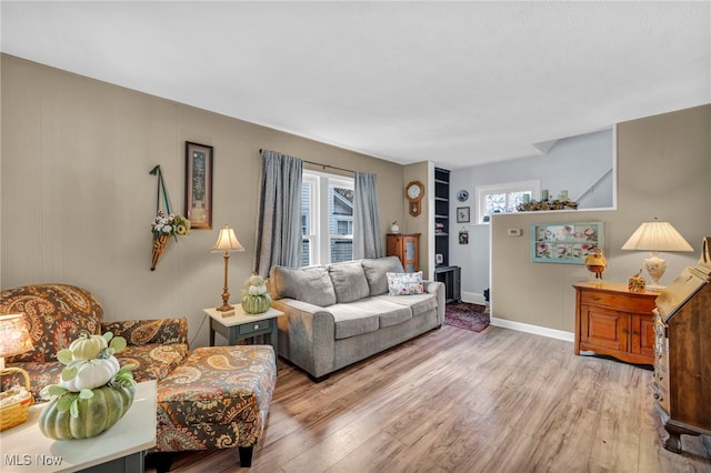 living room featuring light hardwood / wood-style floors