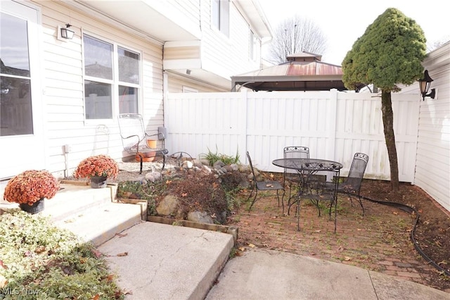 view of patio / terrace featuring a gazebo