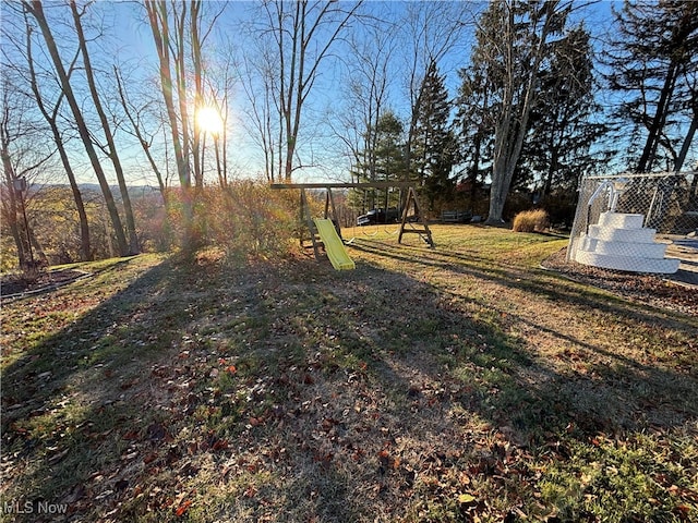 view of yard featuring a playground