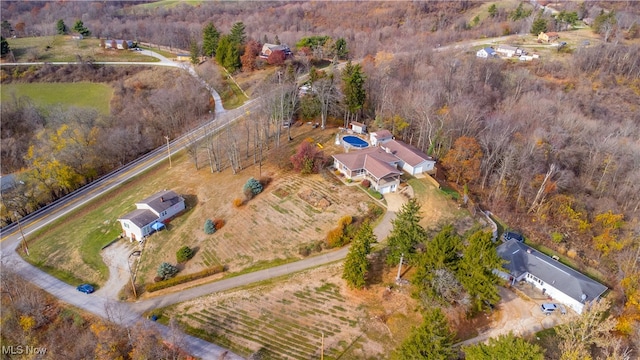 drone / aerial view with a rural view