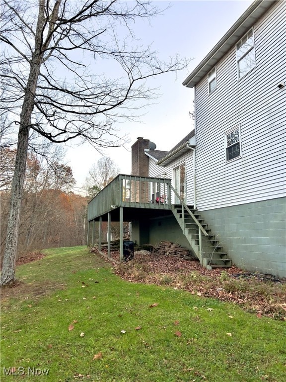 view of yard featuring a deck