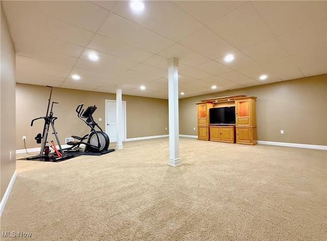 exercise room featuring carpet flooring