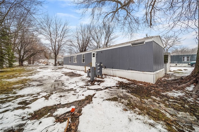 view of snow covered exterior