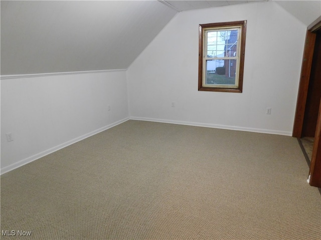 additional living space with carpet and lofted ceiling