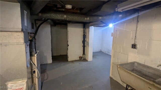 basement with sink