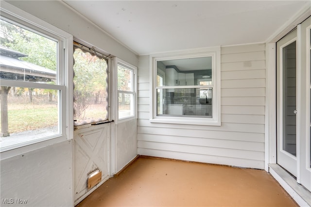 view of unfurnished sunroom