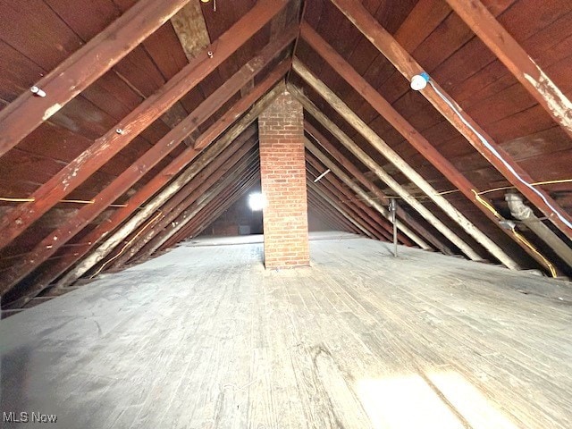 view of unfinished attic