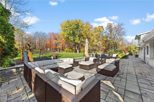 view of patio / terrace featuring cooling unit and outdoor lounge area