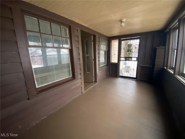 view of unfurnished sunroom