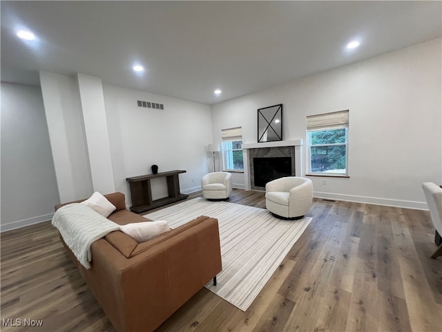 living room featuring hardwood / wood-style floors