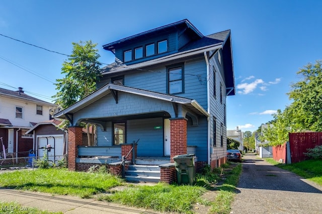 view of front of property featuring covered porch