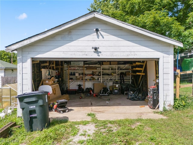 view of garage