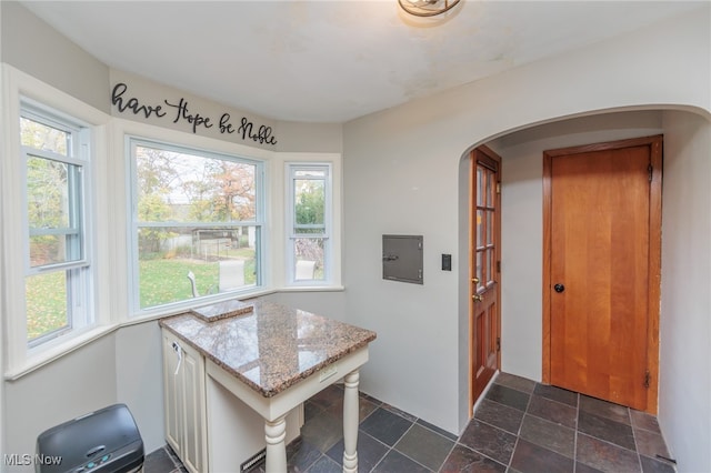 kitchen with light stone counters