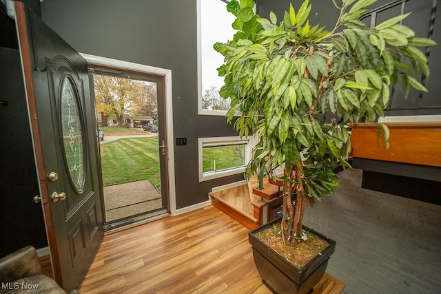 doorway featuring light hardwood / wood-style floors