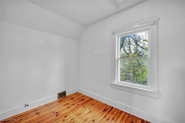 additional living space with wood-type flooring and lofted ceiling