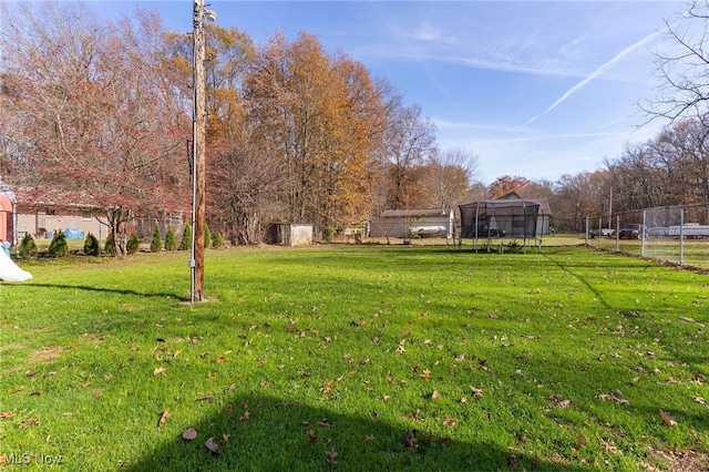 view of yard featuring a trampoline