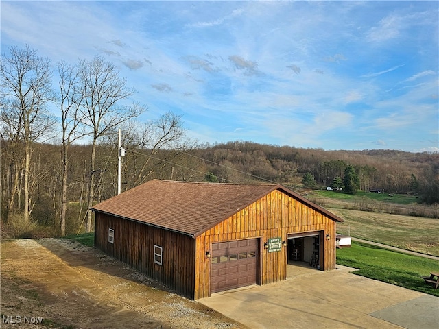 view of garage