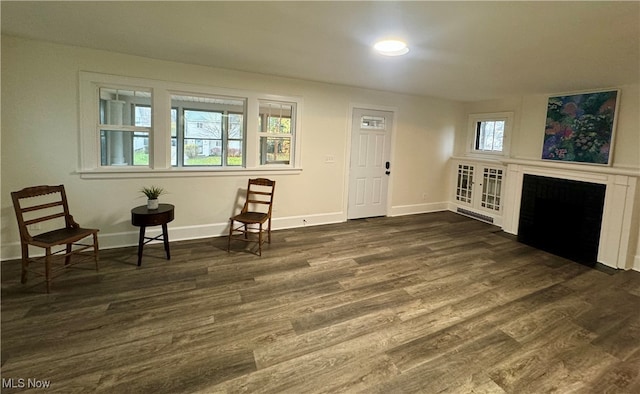 living area featuring dark hardwood / wood-style floors