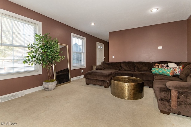 living room with carpet