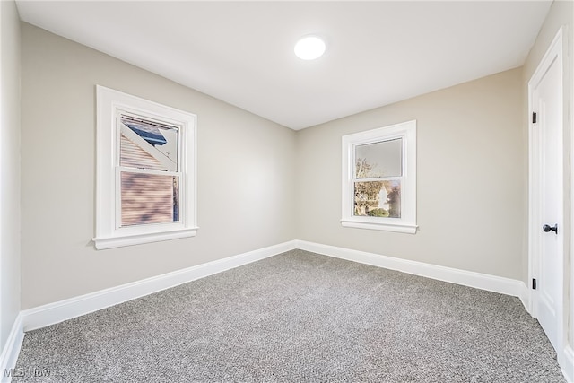 spare room featuring carpet floors and a wealth of natural light