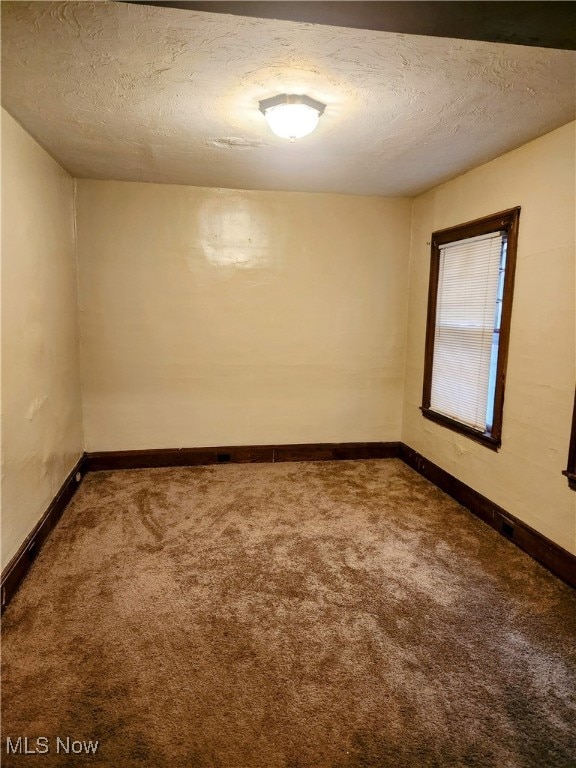 spare room with carpet and a textured ceiling