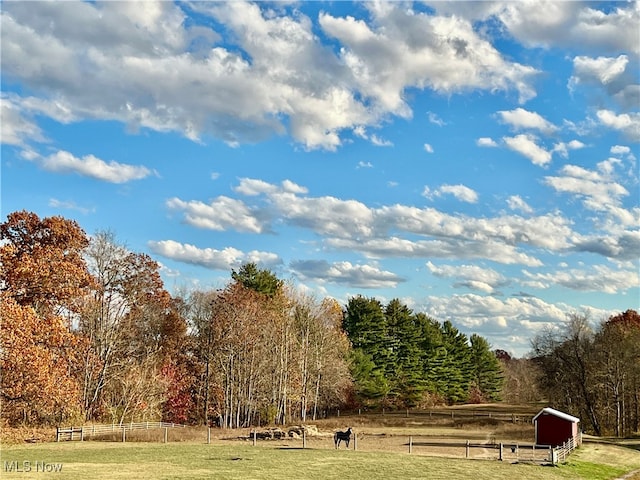 view of home's community featuring a yard and a rural view