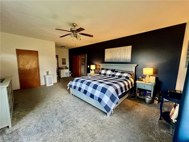 bedroom with carpet and ceiling fan