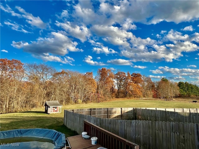 view of yard with a storage unit