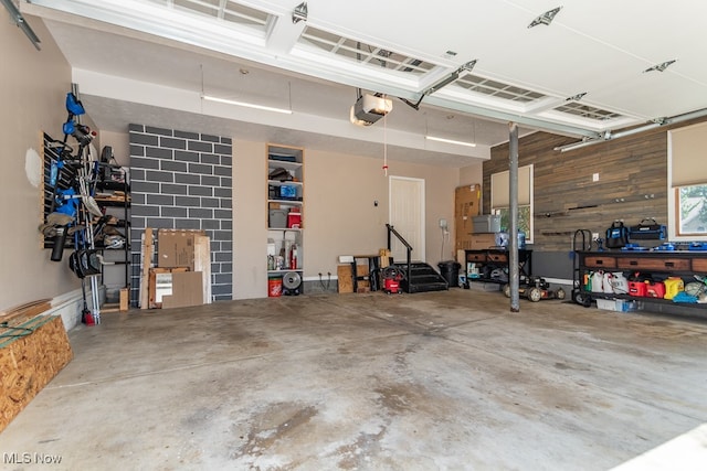 garage with a garage door opener