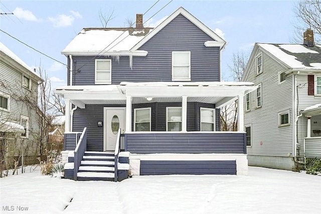 front facade with a porch