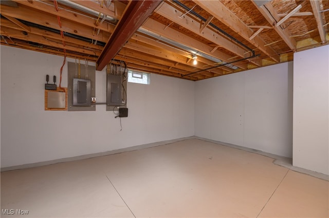 basement with electric panel