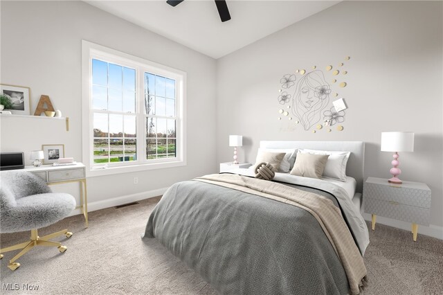 6120 Century Blvd, Canfield, OH 44406 - bedroom featuring carpet, baseboards, a ceiling fan, and lofted ceiling
