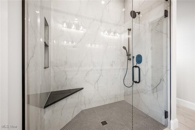 6120 Century Blvd, Canfield, OH 44406 - full bathroom with a marble finish shower and marble finish floors