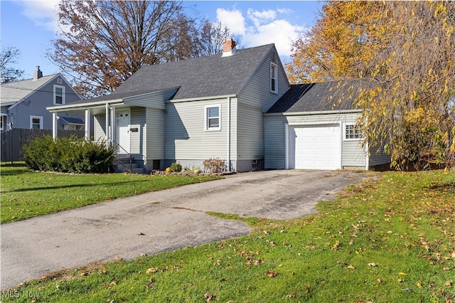 view of property exterior featuring a garage and a yard