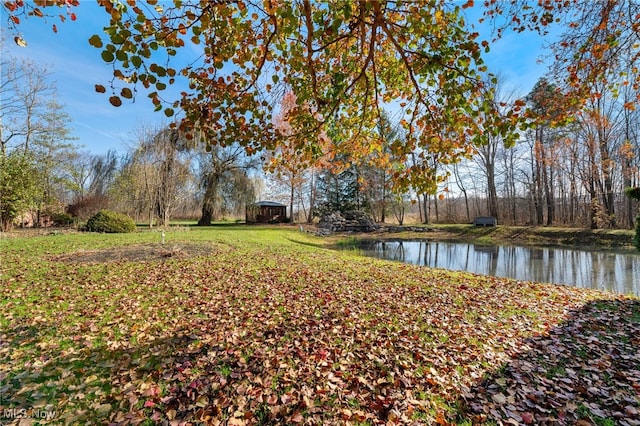 view of yard featuring a water view