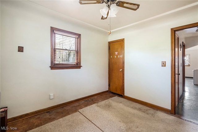 spare room featuring ceiling fan