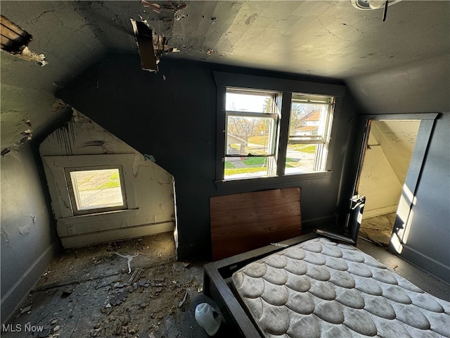 interior space featuring lofted ceiling