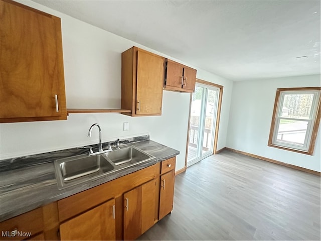 kitchen with light wood-type flooring and sink