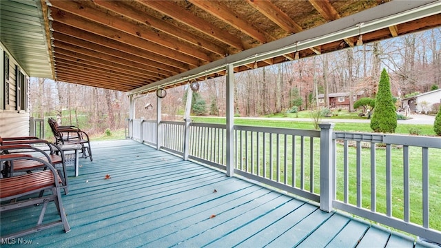 deck with a lawn