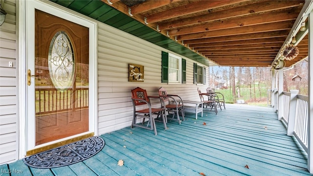 deck featuring a porch