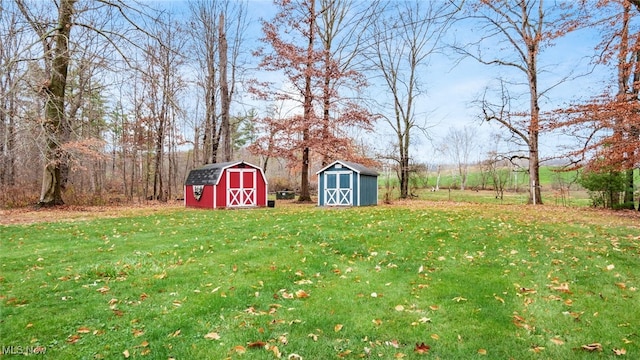 view of yard with a storage unit