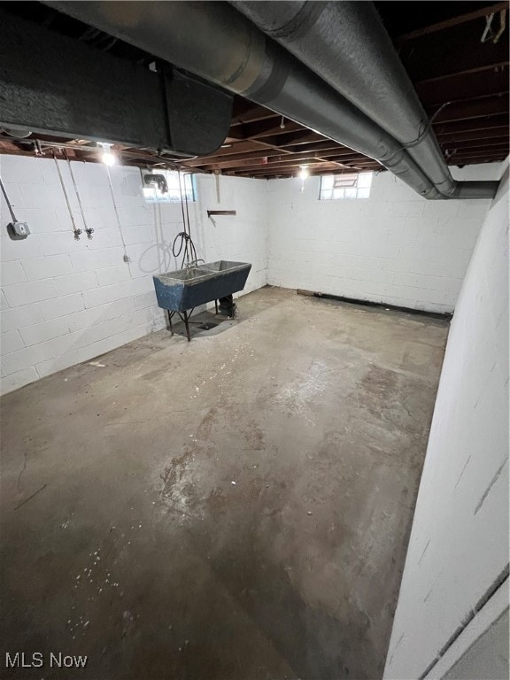 basement featuring sink