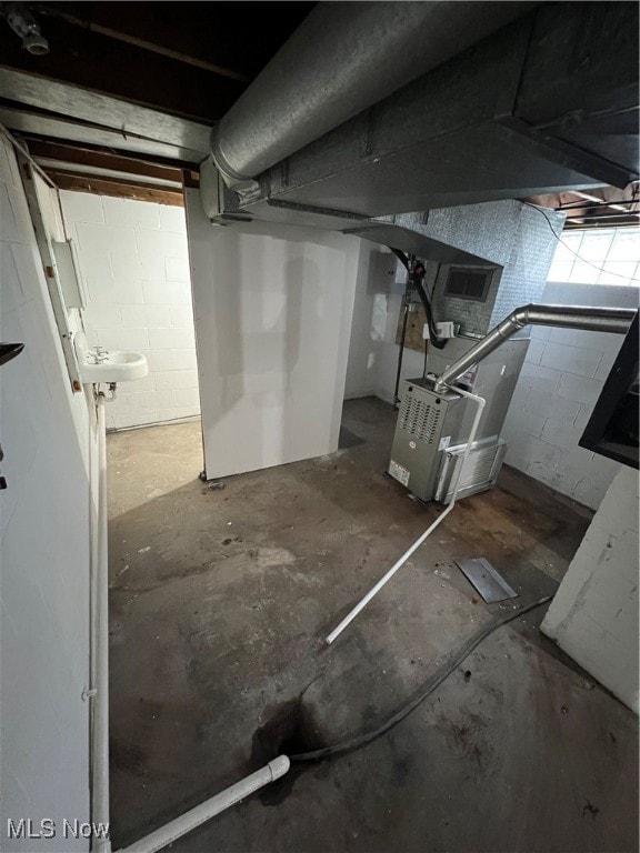 basement with sink