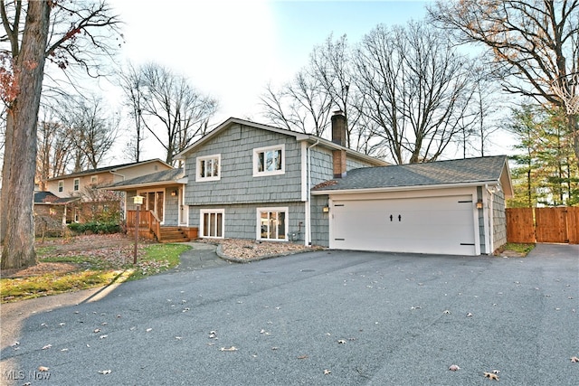 split level home with a garage