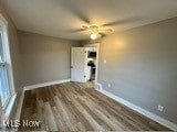 interior space featuring ceiling fan and wood-type flooring